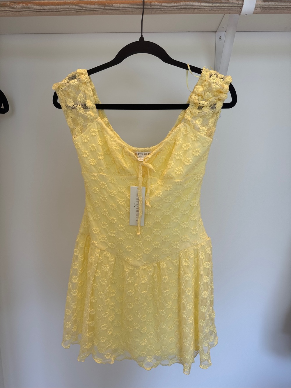 Sunshine Lace Mini Dress with Tie Front